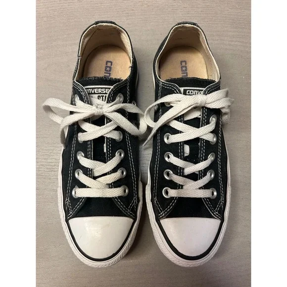 Converse All Star Low Top Sneakers Black Canvas‎ Women's Size 7 Casual Shoes - Picture 4 of 14